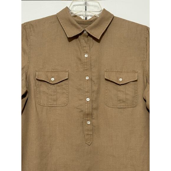 Talbots Khaki Linen Blouse/Tunic, Size M - Picture 3 of 6